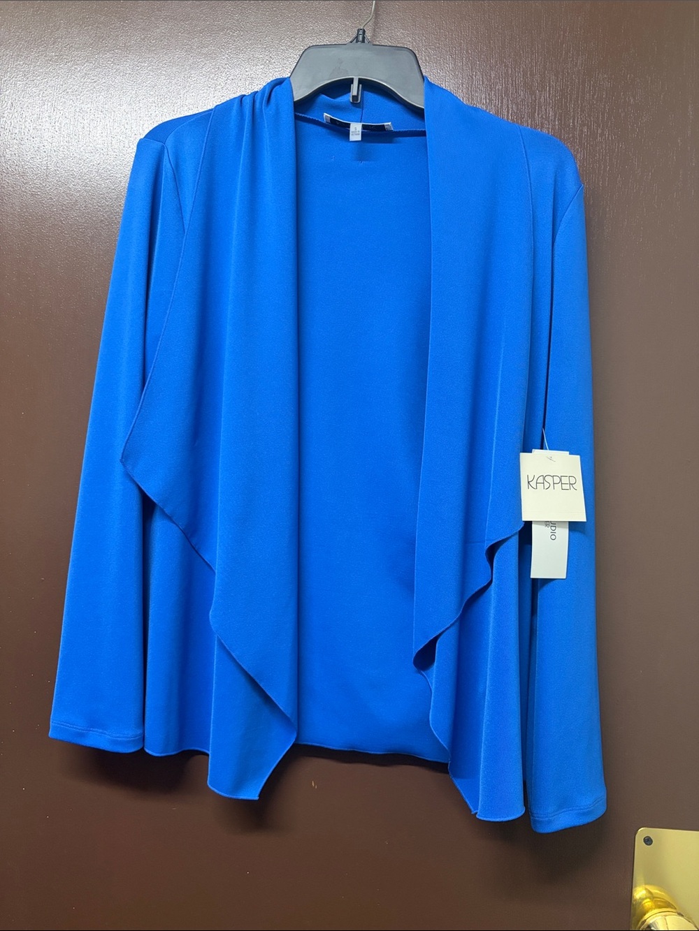 Kasper Royal Blue Open-Front Draped Cardigan